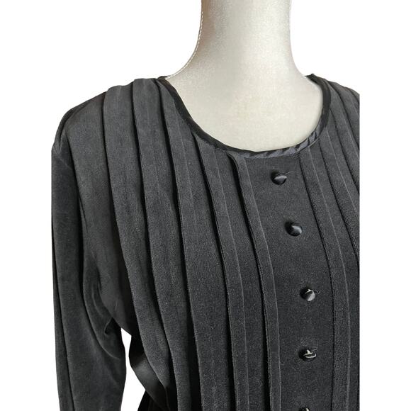 Vintage 90s fads Grunge black Velvet Modest Maxi Dress Long sleeve USA Sz L - Picture 5 of 11